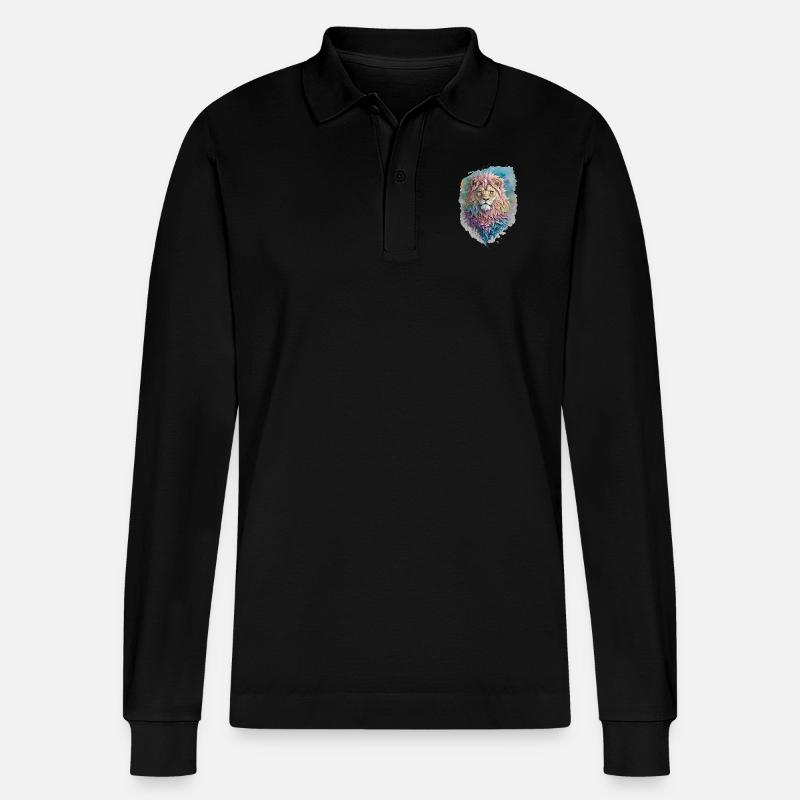 Löwe Wasserfarbe - Stanley/Stella Unisex Bio-Langarm-Poloshirt Prepster - Schwarz
