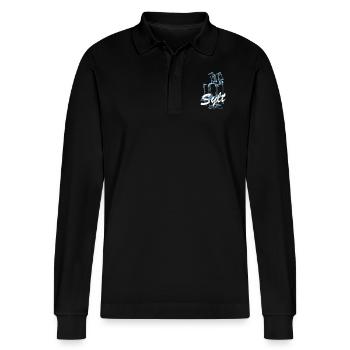 Sylt Insel Sylt I love Sylt Möwe sylt - Stanley/Stella Unisex Bio-Langarm-Poloshirt Prepster - Schwarz - Vorne - Anna (173cm) & Nico (186cm)