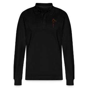 Violinist - Stanley/Stella Organic Unisex Long-Sleeved Polo Shirt Prepster - black - Front - Anna (173cm) & Nico (186cm)