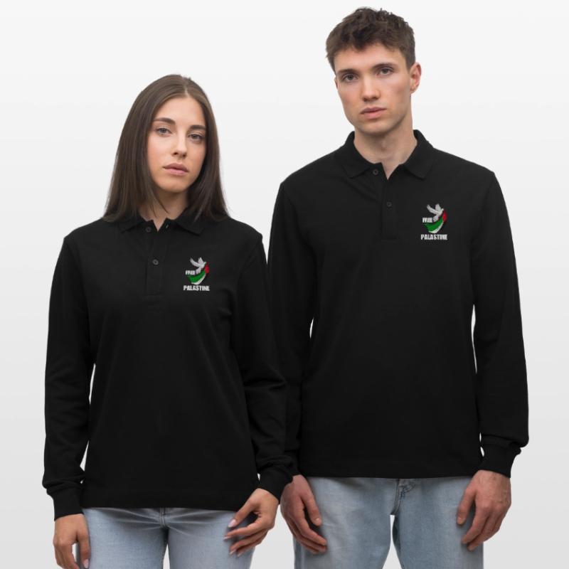 Free Palestine Design – Statement for Peace Stanley/Stella Organic Unisex Long-Sleeved Polo Shirt Prepster