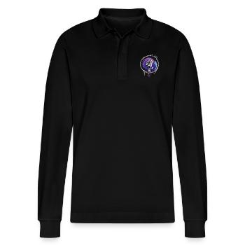 Microphone - Stanley/Stella Organic Unisex Long-Sleeved Polo Shirt Prepster - black - Front - Anna (173cm) & Nico (186cm)