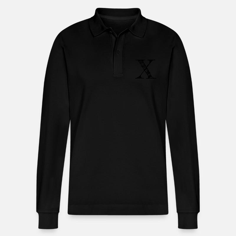 Buchstabe X Schraffiert - Stanley/Stella Unisex Bio-Langarm-Poloshirt Prepster - Schwarz