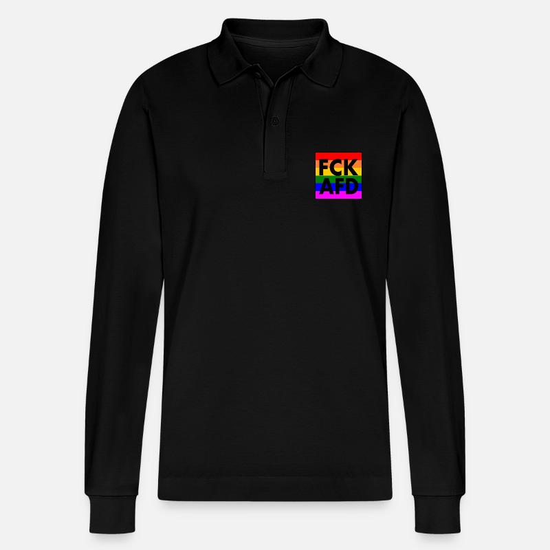 Fck afd - Stanley/Stella Unisex Bio-Langarm-Poloshirt Prepster - Schwarz