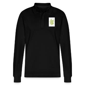Peace, Love, Vegan - Stanley/Stella Unisex Bio-Langarm-Poloshirt Prepster - Schwarz - Vorne - Anna (173cm) & Nico (186cm)