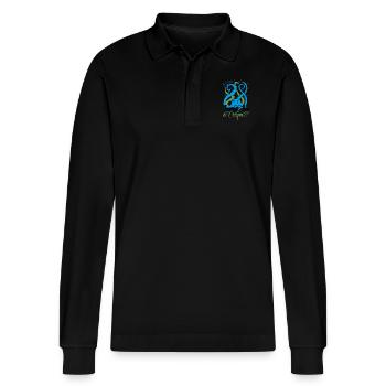 Summer, Sun and Octopus ?! - Stanley/Stella Organic Unisex Long-Sleeved Polo Shirt Prepster - black - Front - Anna (173cm) & Nico (186cm)