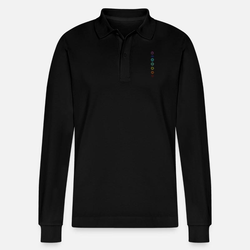 Sieben Chakren - Stanley/Stella Unisex Bio-Langarm-Poloshirt Prepster - Schwarz