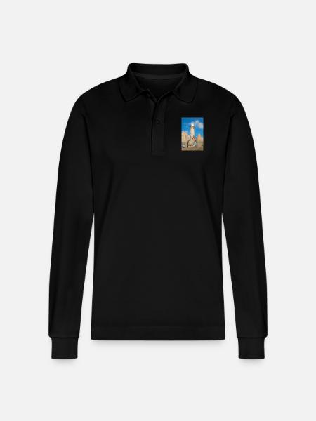 Lighthouse Rostock Warnemünde - Stanley/Stella Organic Unisex Long-Sleeved Polo Shirt Prepster - black