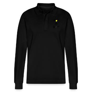 Prof de sport - Stanley/Stella Organic Unisex Long-Sleeved Polo Shirt Prepster - black - Front - Anna (173cm) & Nico (186cm)