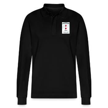 Flensburg Leuchtturm Falshöft, Mehr als Punkte - Stanley/Stella Unisex Bio-Langarm-Poloshirt Prepster - Schwarz - Vorne - Anna (173cm) & Nico (186cm)