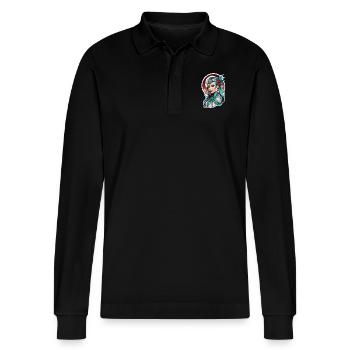 Indische Prinzessin - Aztek - Stanley/Stella Unisex Bio-Langarm-Poloshirt Prepster - Schwarz - Vorne - Anna (173cm) & Nico (186cm)