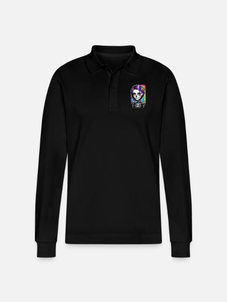 Halloween - Rock & Rainbow - Stanley/Stella Organic Unisex Long-Sleeved Polo Shirt Prepster - black
