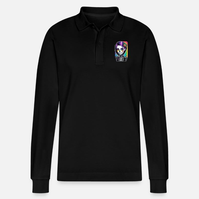 Halloween - Rock & Regenbogen - Stanley/Stella Unisex Bio-Langarm-Poloshirt Prepster - Schwarz