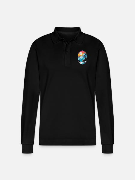 Snowboarding, snow and skiing - Stanley/Stella Organic Unisex Long-Sleeved Polo Shirt Prepster - black