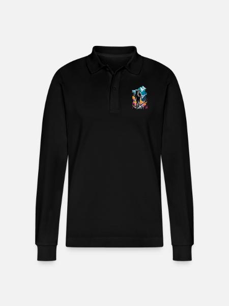 Natur & Bergwandern - Stanley/Stella Unisex Bio-Langarm-Poloshirt Prepster - Schwarz