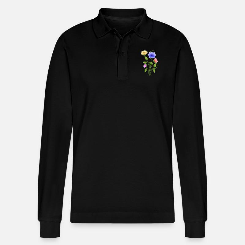 Fleur - Polo à manches longues bio PREPSTER Stanley/Stella Unisexe - noir