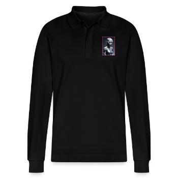 Alien woman - Stanley/Stella Organic Unisex Long-Sleeved Polo Shirt Prepster - black - Front - Anna (173cm) & Nico (186cm)