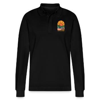 Find your wild - Stanley/Stella Organic Unisex Long-Sleeved Polo Shirt Prepster - black - Front - Anna (173cm) & Nico (186cm)