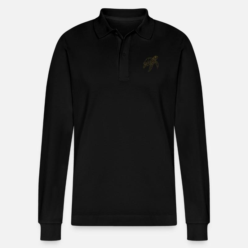 Schlichte filigrane Schildkröte - Stanley/Stella Unisex Bio-Langarm-Poloshirt Prepster - Schwarz