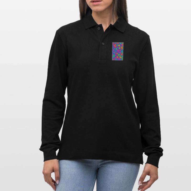 Neon Overload – Overlapping 3D Pop Art Explosion Stanley/Stella Organic Unisex Long-Sleeved Polo Shirt Prepster