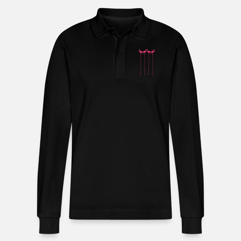 Flamingo vektor - Stanley/Stella Unisex Bio-Langarm-Poloshirt Prepster - Schwarz