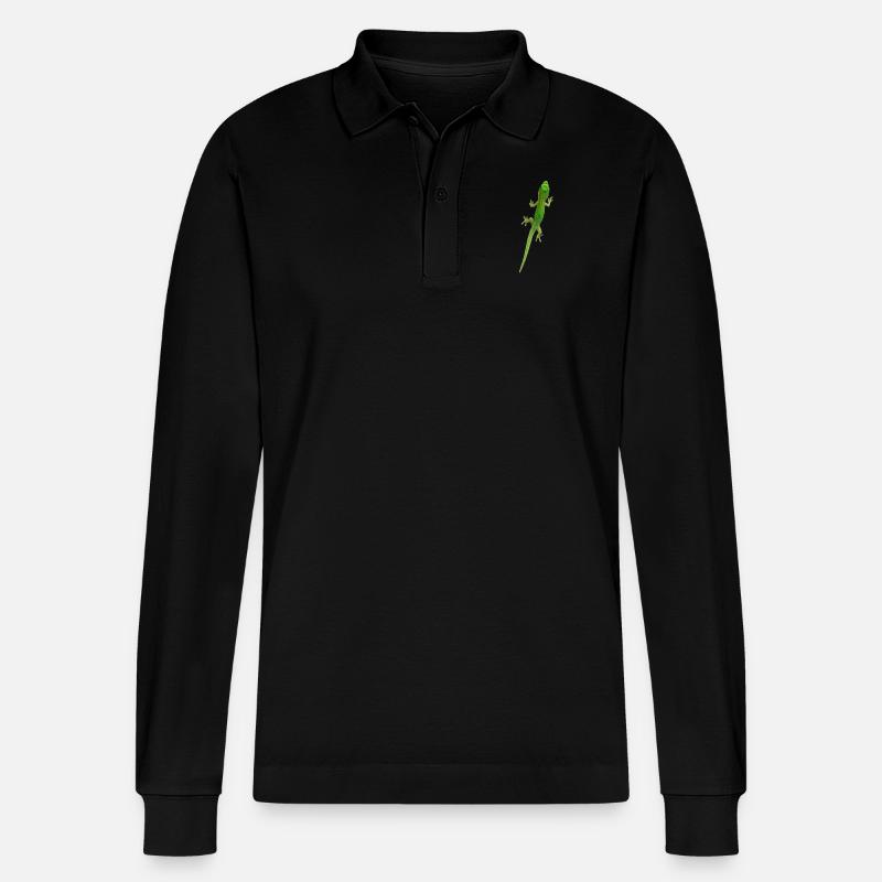 Grüner Gecko - Stanley/Stella Unisex Bio-Langarm-Poloshirt Prepster - Schwarz