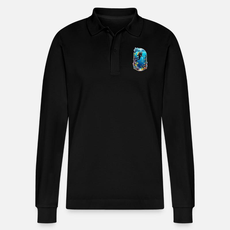 Tauchen - Stanley/Stella Unisex Bio-Langarm-Poloshirt Prepster - Schwarz