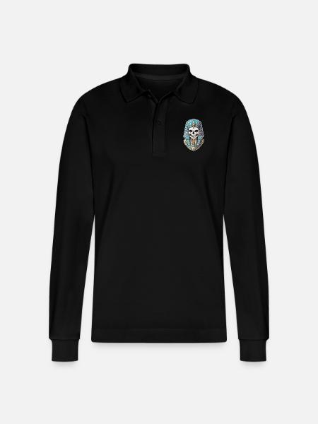 Pharaoh- Mummy - Egypt - Stanley/Stella Organic Unisex Long-Sleeved Polo Shirt Prepster - black