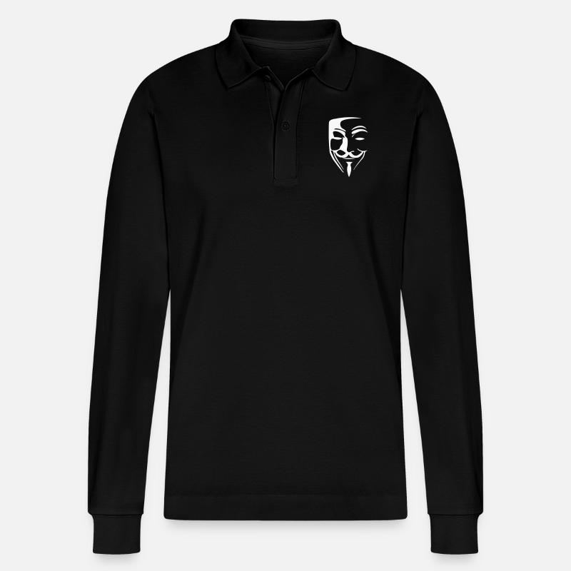 anonymous maske - Stanley/Stella Unisex Bio-Langarm-Poloshirt Prepster - Schwarz