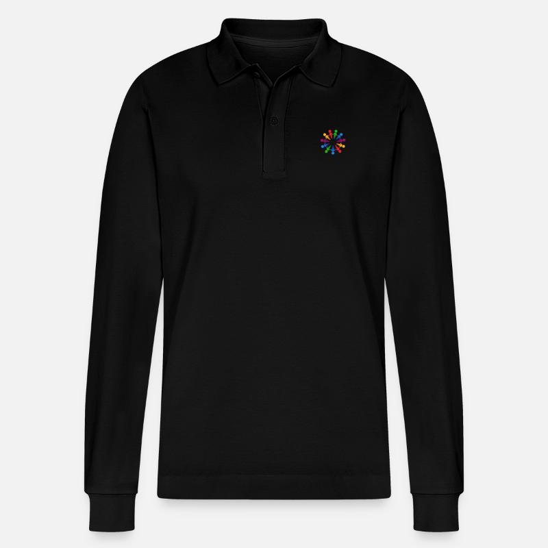 Blumiger menschenkreis - Stanley/Stella Unisex Bio-Langarm-Poloshirt Prepster - Schwarz