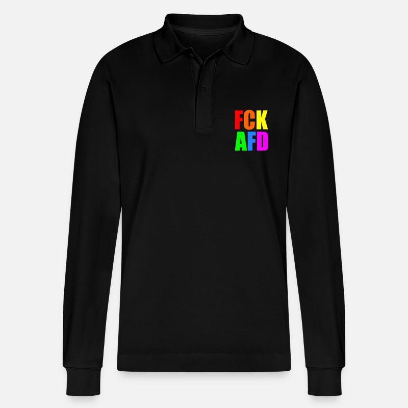 Fck afd - Stanley/Stella Unisex Bio-Langarm-Poloshirt Prepster - Schwarz