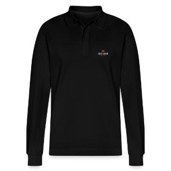 Heide Original Familienlogo - Stanley/Stella Unisex Bio-Langarm-Poloshirt Prepster - Schwarz - Vorne - Anna (173cm) & Nico (186cm)
