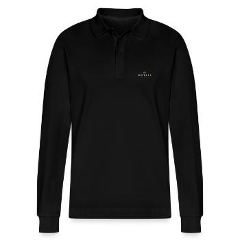 Quick Original Family Logo - Stanley/Stella Organic Unisex Long-Sleeved Polo Shirt Prepster - black - Front - Anna (173cm) & Nico (186cm)