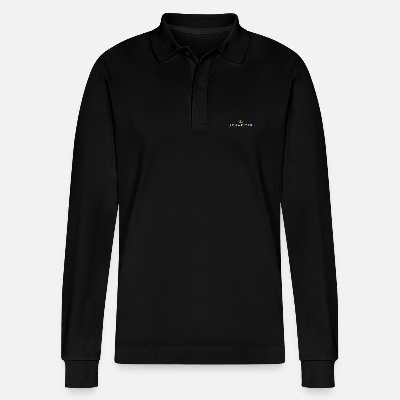 Schweizer Original Familienlogo - Stanley/Stella Unisex Bio-Langarm-Poloshirt Prepster - Schwarz