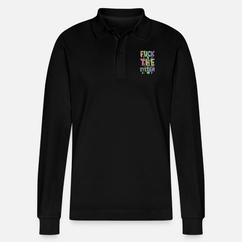Fuck the System - Stanley/Stella Unisex Bio-Langarm-Poloshirt Prepster - Schwarz