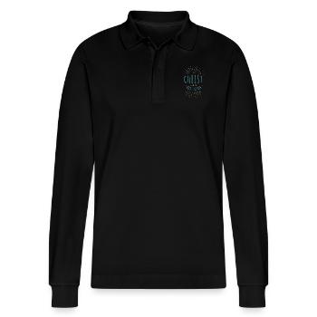 In Christ All Things Hold Together - Stanley/Stella Organic Unisex Long-Sleeved Polo Shirt Prepster - black - Front - Anna (173cm) & Nico (186cm)