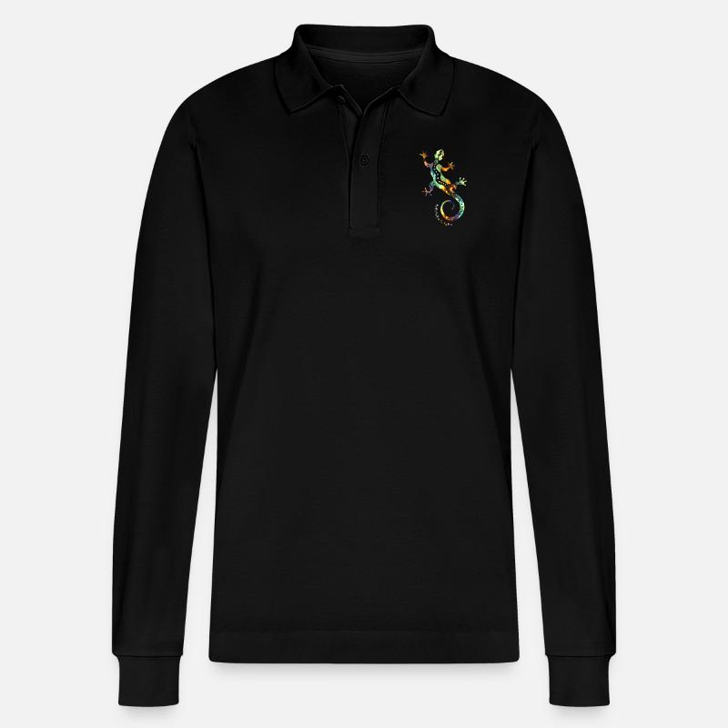 GECKO abstrakt bunt - Stanley/Stella Unisex Bio-Langarm-Poloshirt Prepster - Schwarz