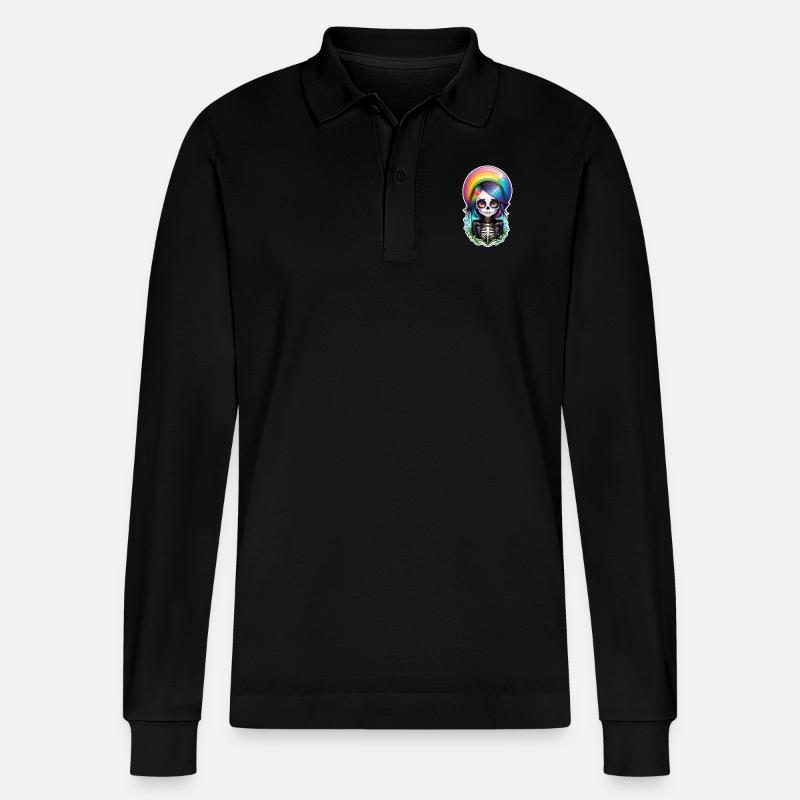 Halloween - Rock & Regenbogen - Stanley/Stella Unisex Bio-Langarm-Poloshirt Prepster - Schwarz