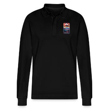 Berg Natur Wandern Klettern See - Stanley/Stella Unisex Bio-Langarm-Poloshirt Prepster - Schwarz - Vorne - Anna (173cm) & Nico (186cm)