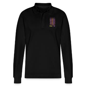 Modern Art - Stanley/Stella Organic Unisex Long-Sleeved Polo Shirt Prepster - black - Front - Anna (173cm) & Nico (186cm)