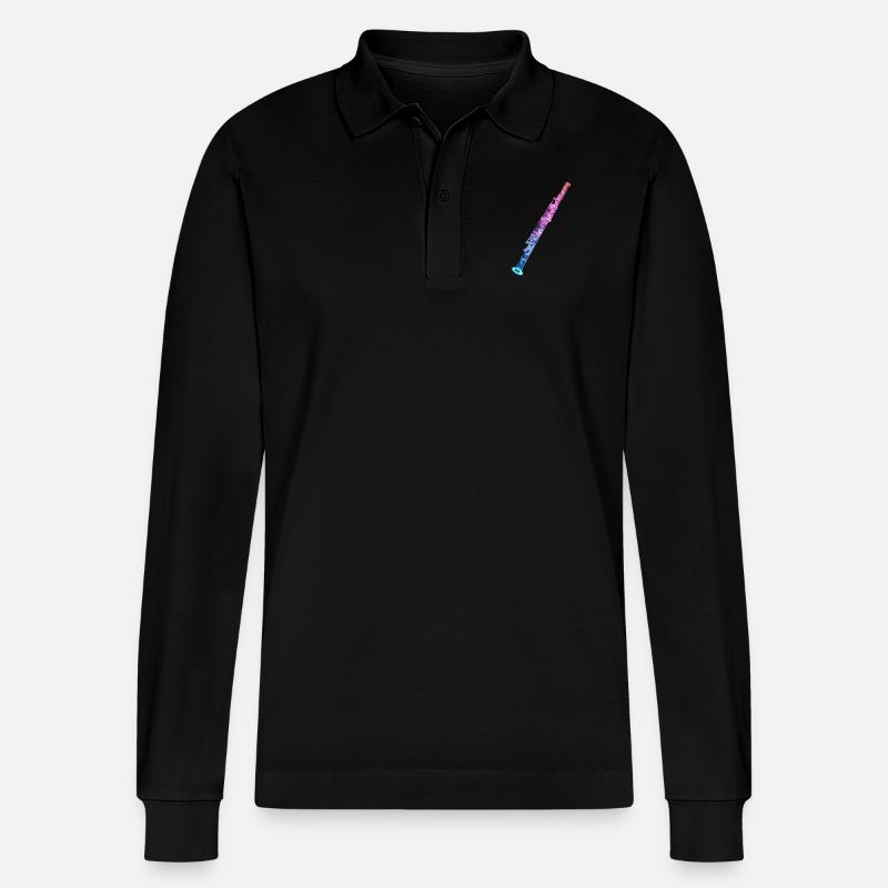 Querflöte - Stanley/Stella Unisex Bio-Langarm-Poloshirt Prepster - Schwarz