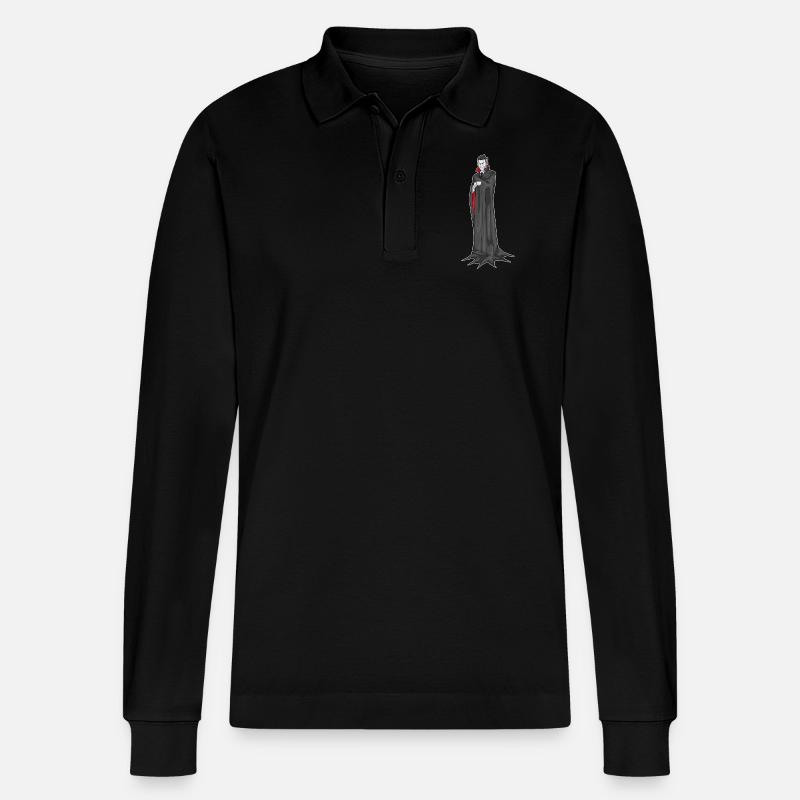 Vampir Halloween Kaffee - Stanley/Stella Unisex Bio-Langarm-Poloshirt Prepster - Schwarz