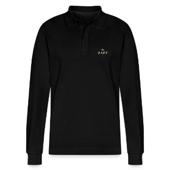 Rapp Original Familienlogo - Stanley/Stella Unisex Bio-Langarm-Poloshirt Prepster - Schwarz - Vorne - Anna (173cm) & Nico (186cm)