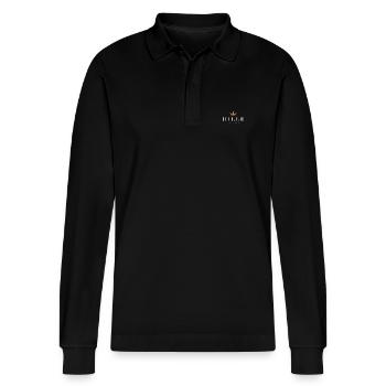 Hille Original Familienlogo - Stanley/Stella Unisex Bio-Langarm-Poloshirt Prepster - Schwarz - Vorne - Anna (173cm) & Nico (186cm)