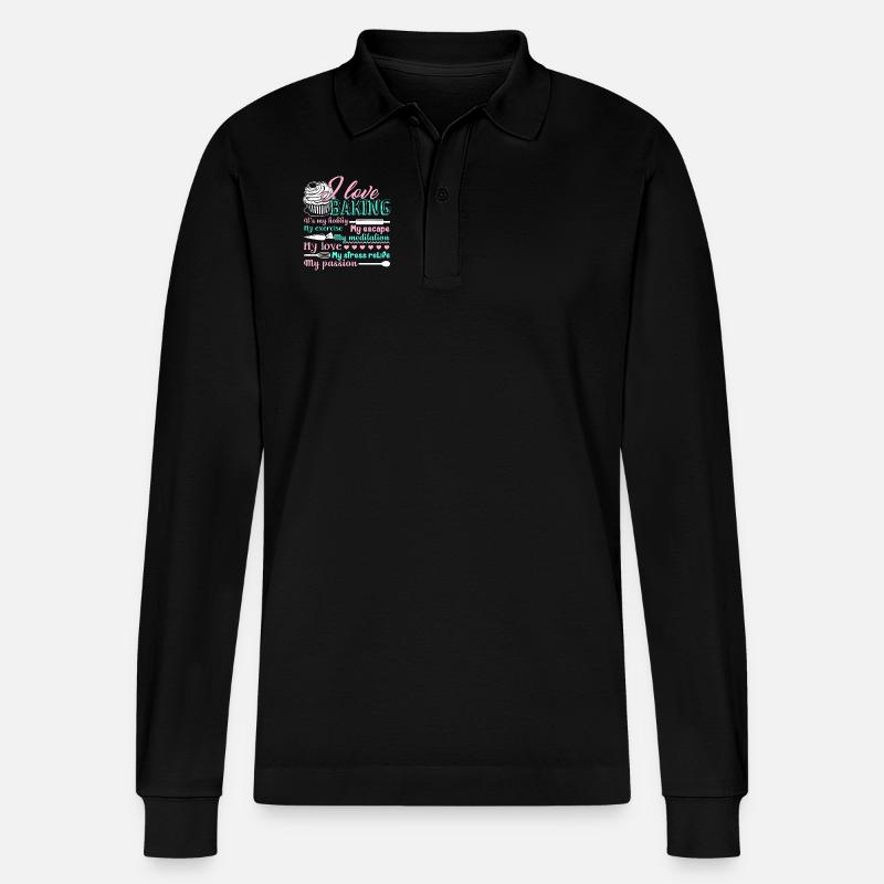 Baker I Love Baking - Stanley/Stella Organic Unisex Long-Sleeved Polo Shirt Prepster - black