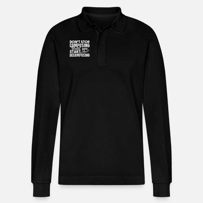 Composer Don't Stop Composing - Stanley/Stella Organic Unisex Long-Sleeved Polo Shirt Prepster - black