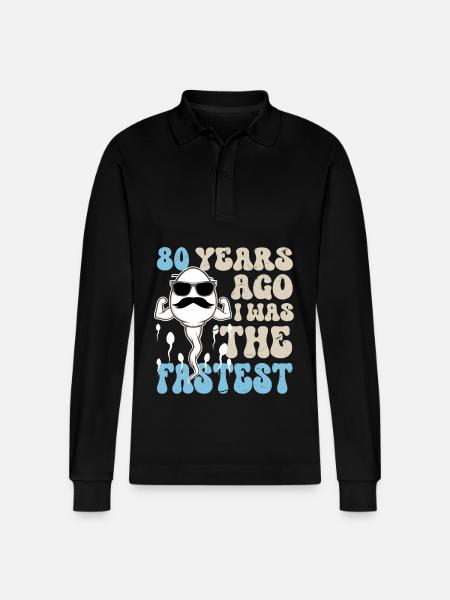80th Birthday Funny Sayings - Stanley/Stella Organic Unisex Long-Sleeved Polo Shirt Prepster - black