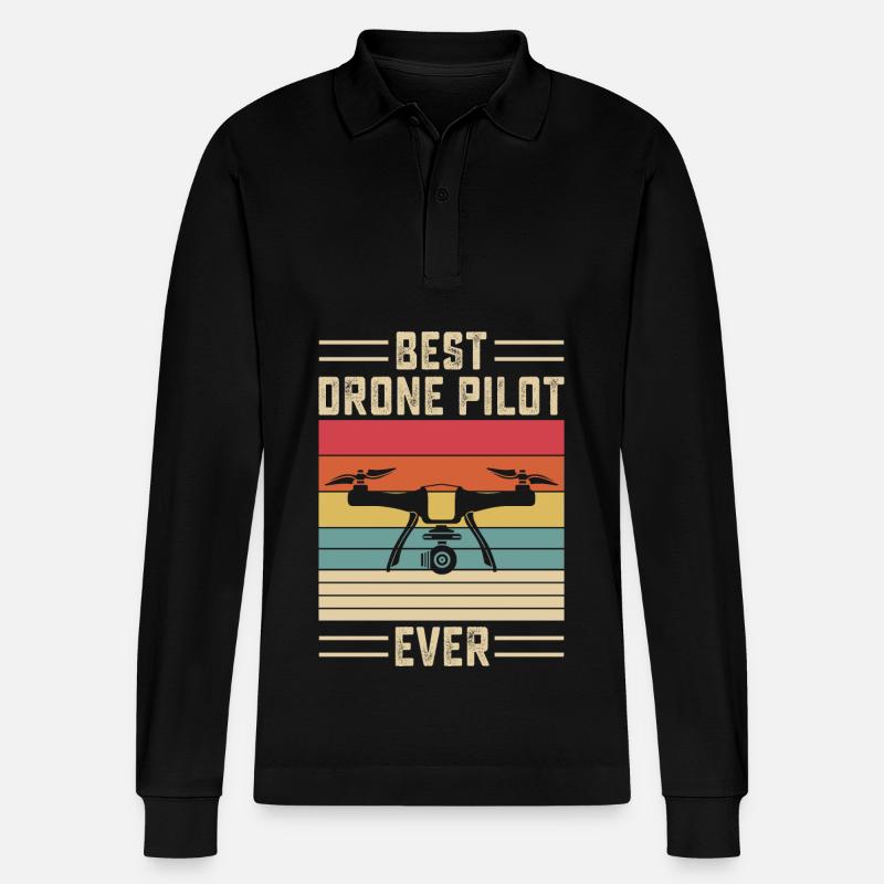 Pilote de drone - Polo à manches longues bio PREPSTER Stanley/Stella Unisexe - noir