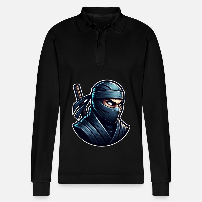 Ninja - Stanley/Stella Unisex Bio-Langarm-Poloshirt Prepster - Schwarz