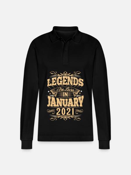 January 2021 Birthday Legend - Stanley/Stella Organic Unisex Long-Sleeved Polo Shirt Prepster - black