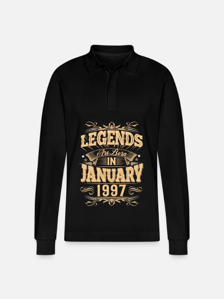January 1997 Birthday Legend - Stanley/Stella Organic Unisex Long-Sleeved Polo Shirt Prepster - black